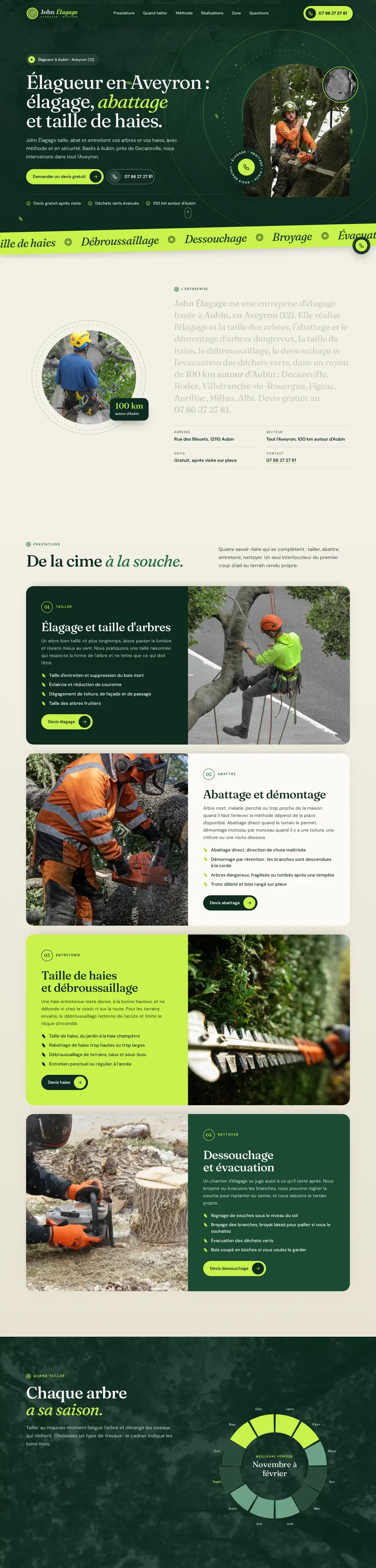Capture complète du site John Élagage