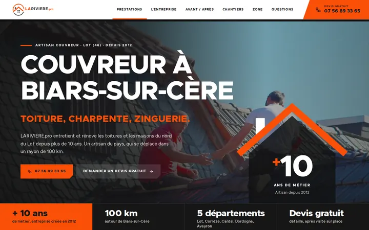 Page d'accueil du site LARIVIERE.pro