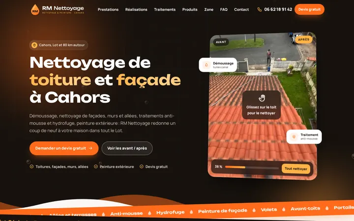 Page d'accueil du site RM Nettoyage