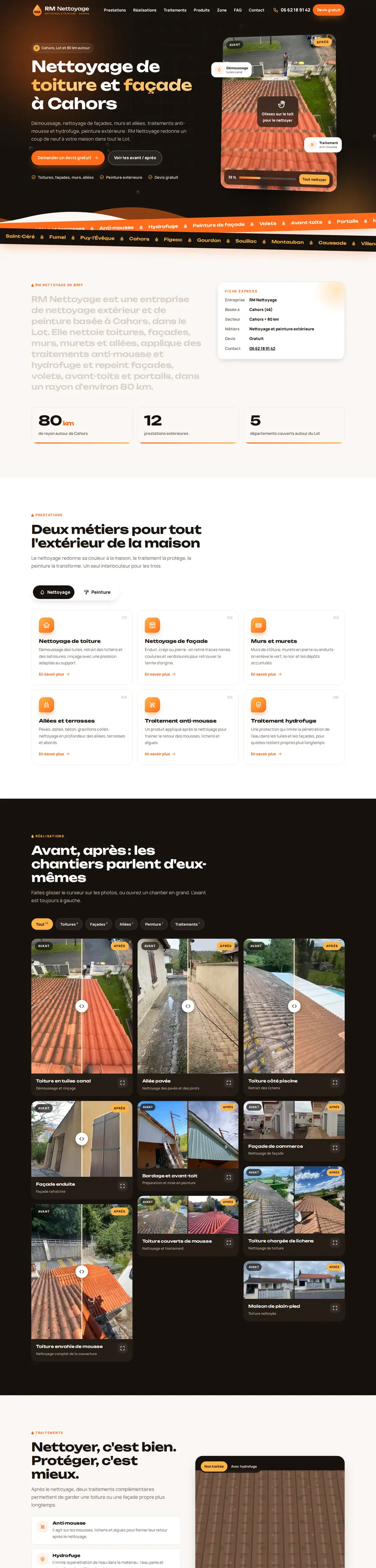 Capture complète du site RM Nettoyage
