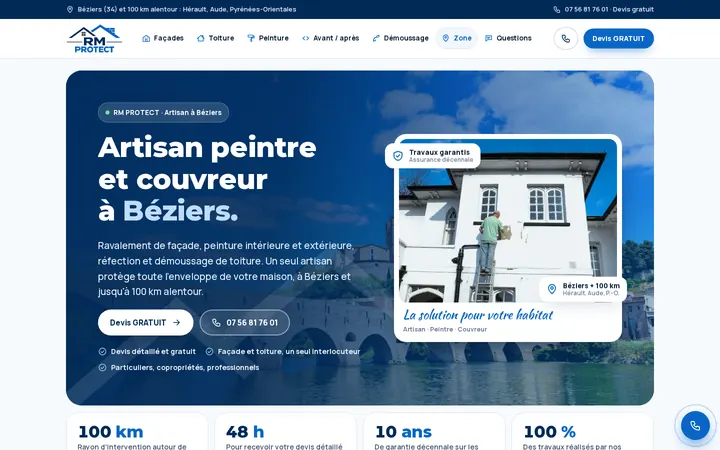 Page d'accueil du site RM PROTECT