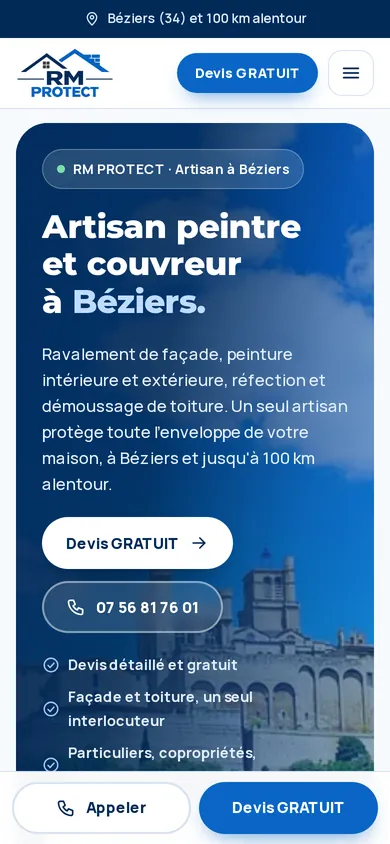 Le site RM PROTECT sur mobile